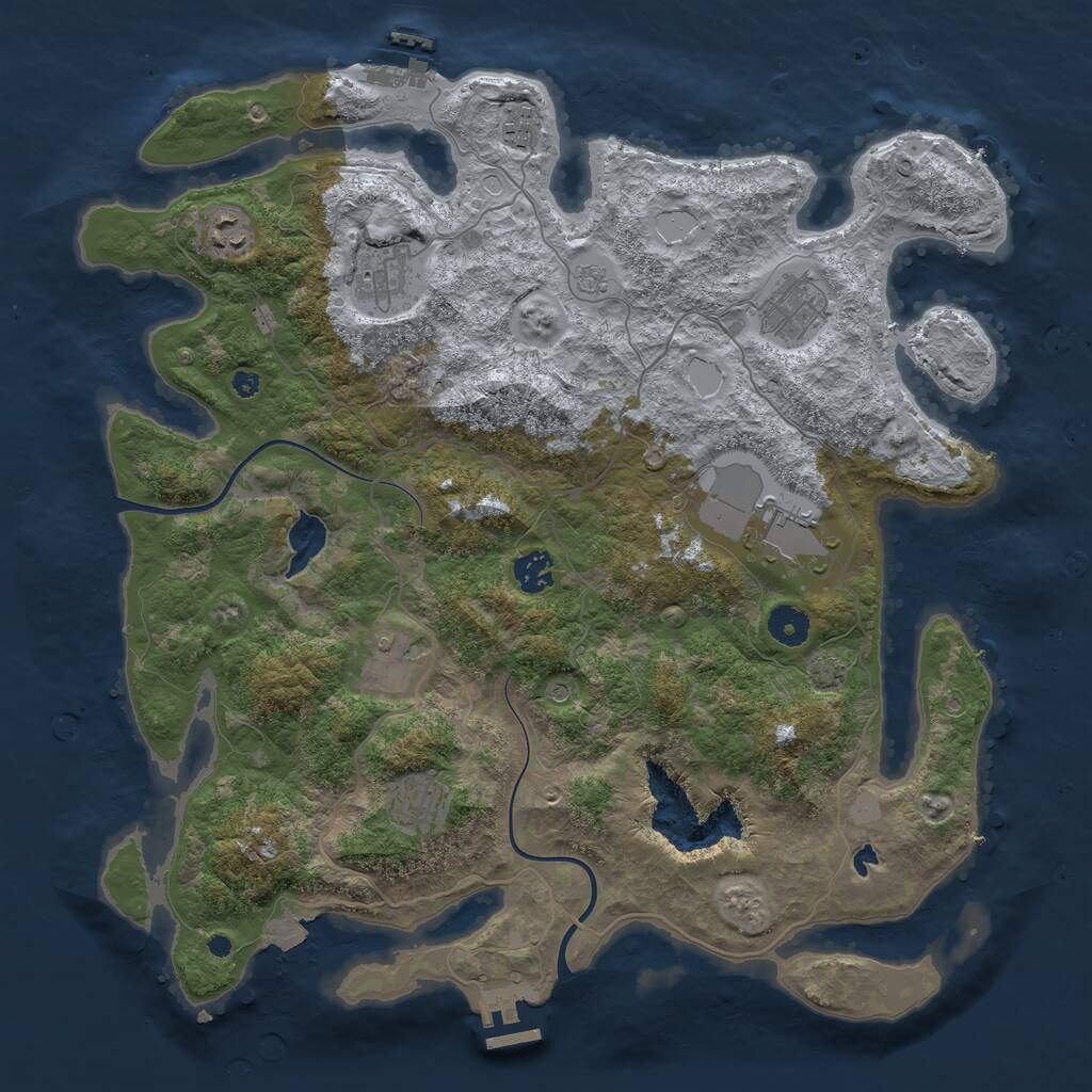 Rust Map: Procedural Map, Size: 4000, Seed: 2130336955, 14 Monuments