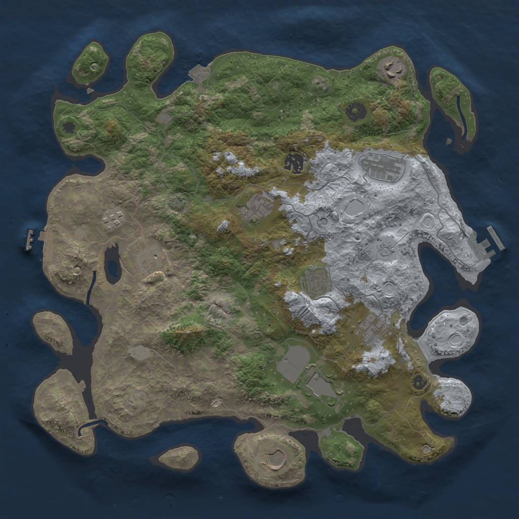 Rust Map: Procedural Map, Size: 3850, Seed: 806926129, 18 Monuments