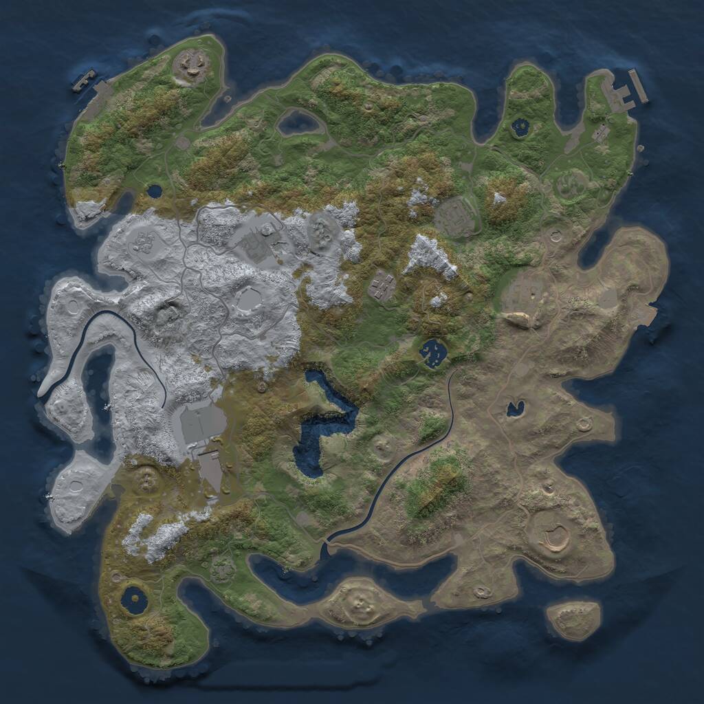 Rust Map: Procedural Map, Size: 4000, Seed: 1714685358, 14 Monuments