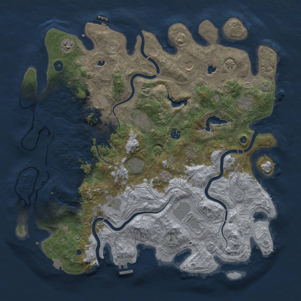 Rust Map: Procedural Map, Size: 4500, Seed: 40777341, 16 Monuments