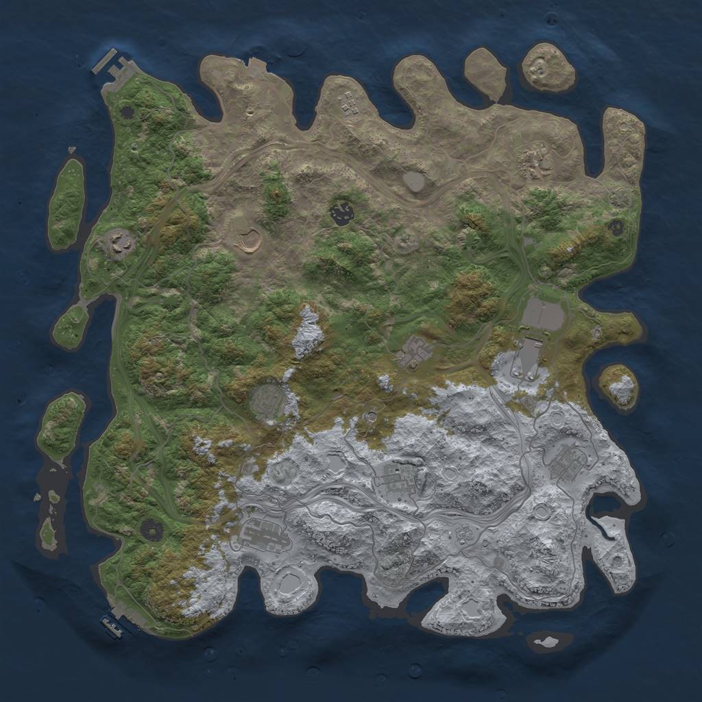 Rust Map: Procedural Map, Size: 4500, Seed: 40777341, 19 Monuments