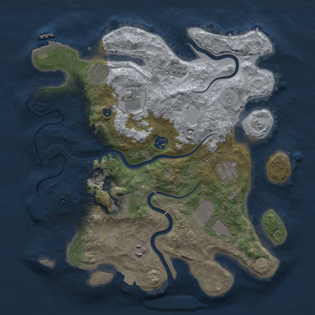 Rust Map: Procedural Map, Size: 3500, Seed: 1793714381, 14 Monuments