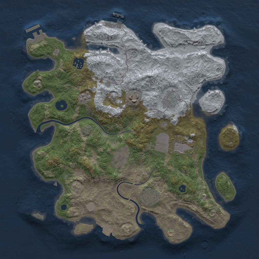 Rust Map: Procedural Map, Size: 3500, Seed: 1793714381, 13 Monuments