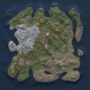 Thumbnail Rust Map: Procedural Map, Size: 3500, Seed: 16927, 17 Monuments