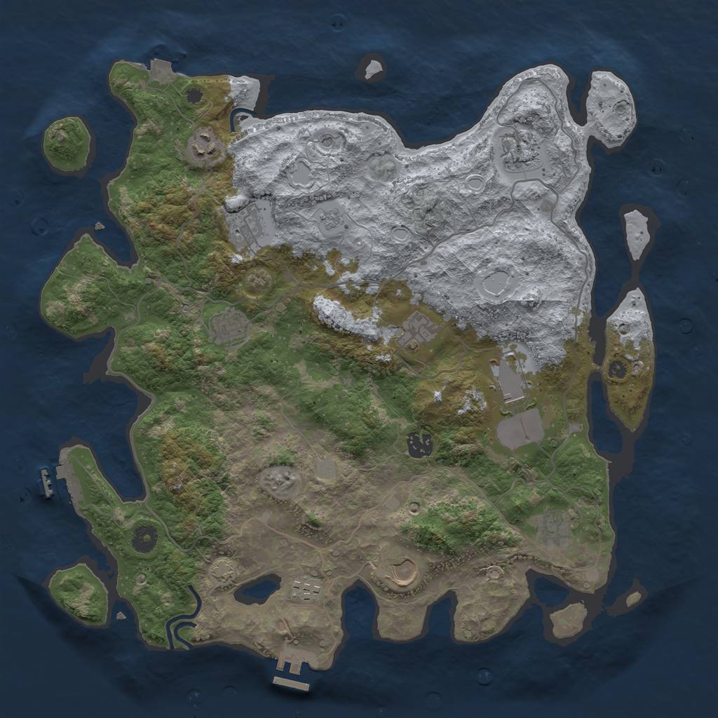 Rust Map: Procedural Map, Size: 4000, Seed: 937258985, 18 Monuments