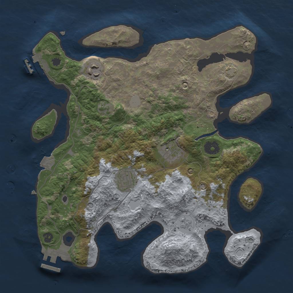 Rust Map: Procedural Map, Size: 3000, Seed: 1192344984, 11 Monuments