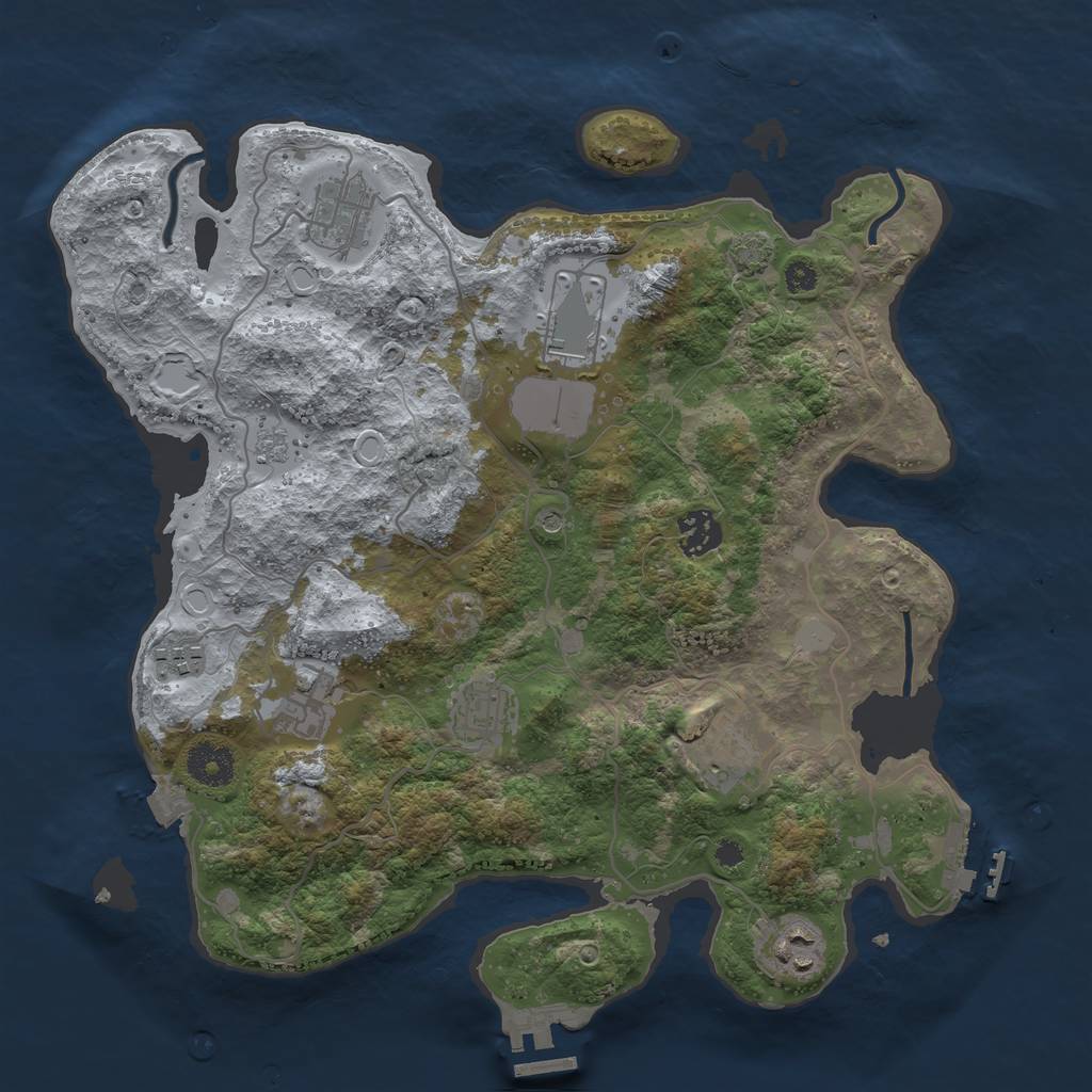 Rust Map: Procedural Map, Size: 3500, Seed: 463594534, 16 Monuments