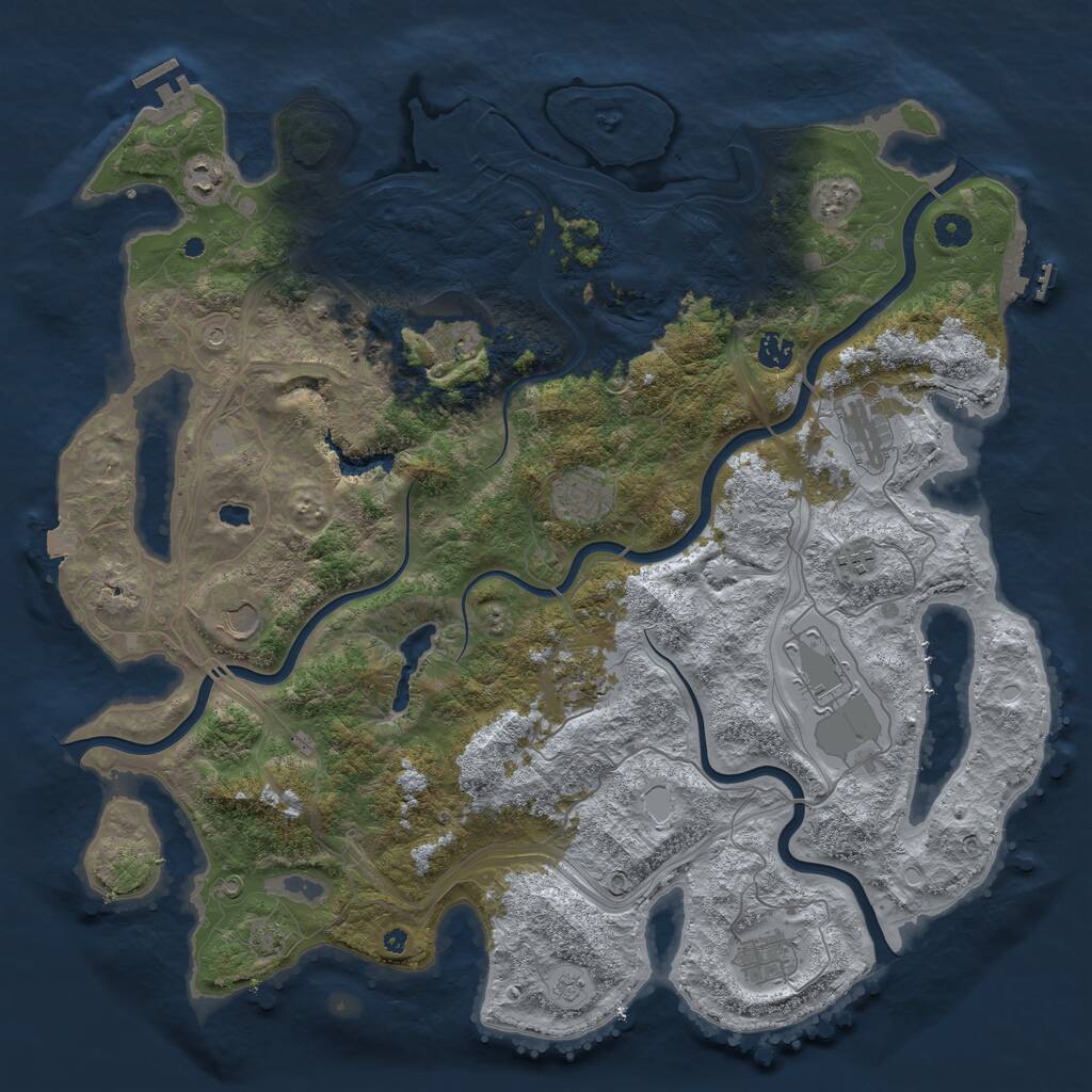 Rust Map: Procedural Map, Size: 4500, Seed: 35821293, 16 Monuments