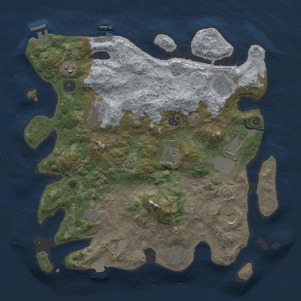 Rust Map: Procedural Map, Size: 3800, Seed: 604145966, 18 Monuments