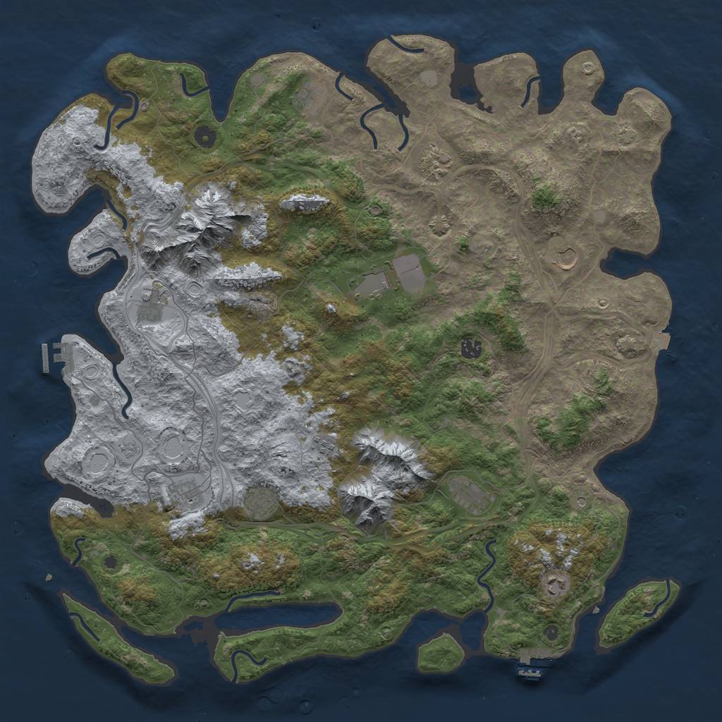 Rust Map: Procedural Map, Size: 5000, Seed: 7658, 19 Monuments