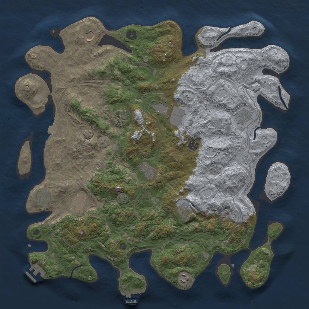Rust Map: Procedural Map, Size: 4500, Seed: 11117777, 19 Monuments