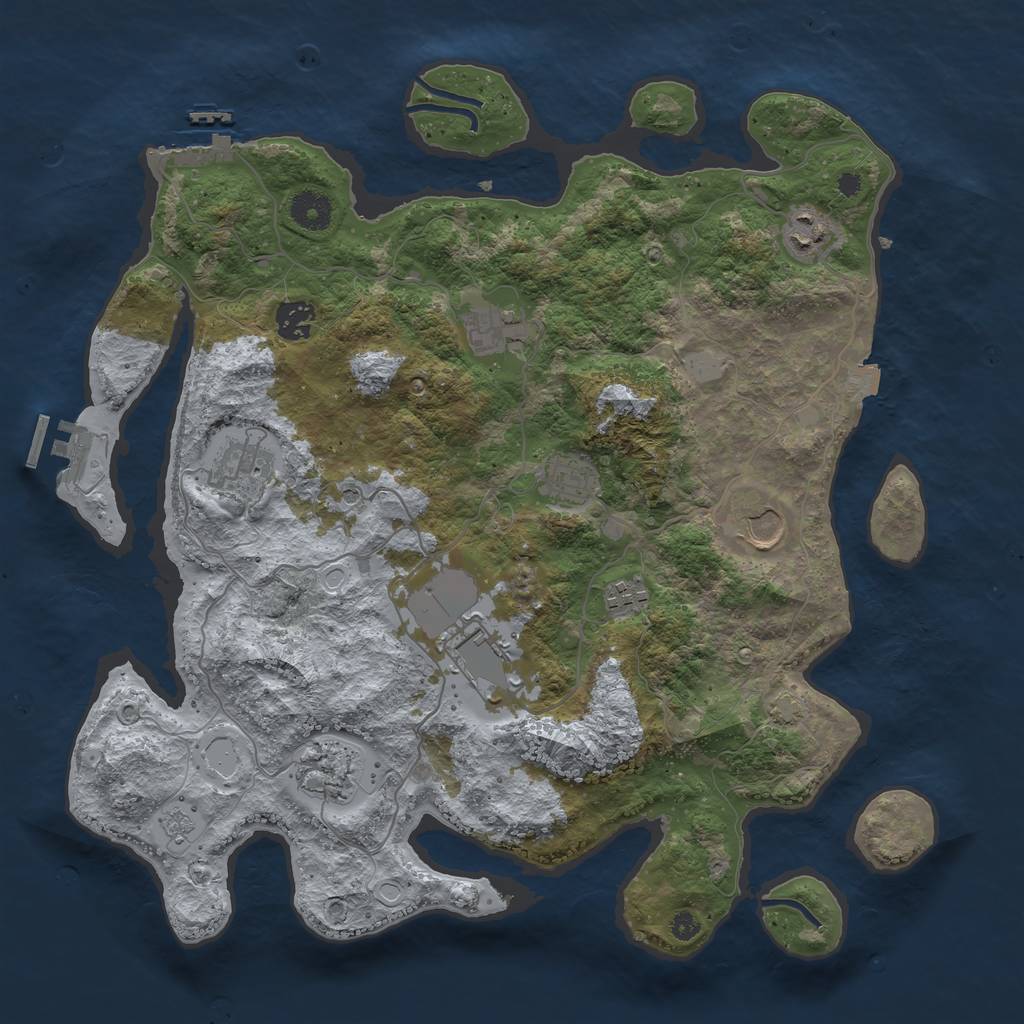 Rust Map: Procedural Map, Size: 3800, Seed: 2104131858, 17 Monuments