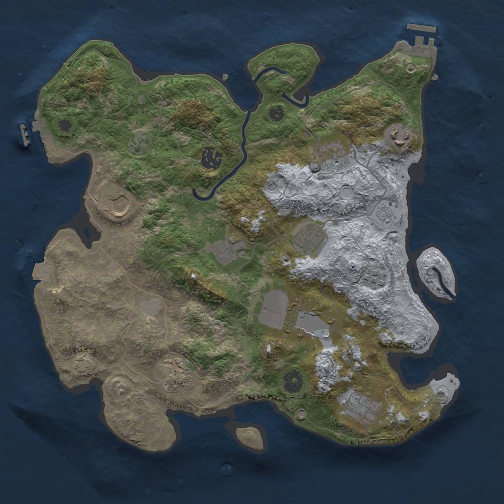 Rust Map: Procedural Map, Size: 3500, Seed: 549654915, 18 Monuments
