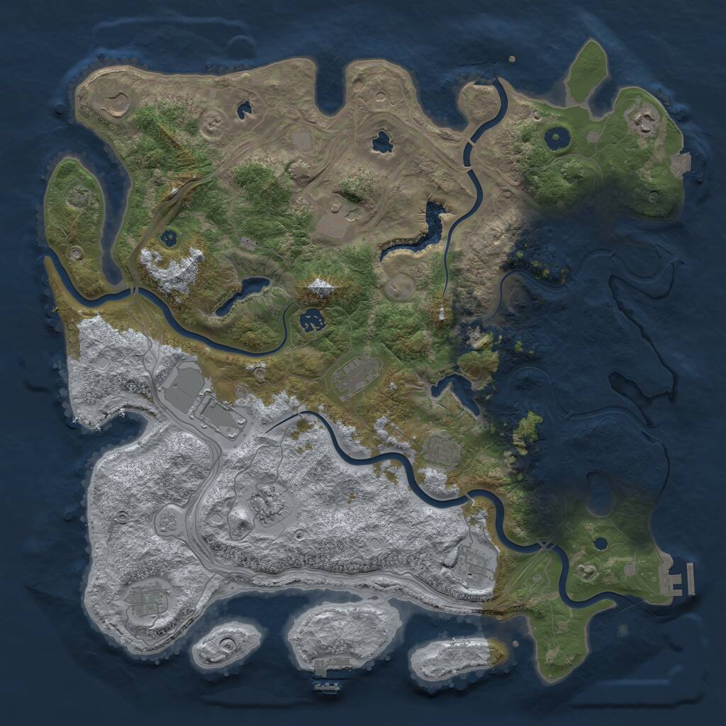 Rust Map: Procedural Map, Size: 4500, Seed: 180532209, 17 Monuments