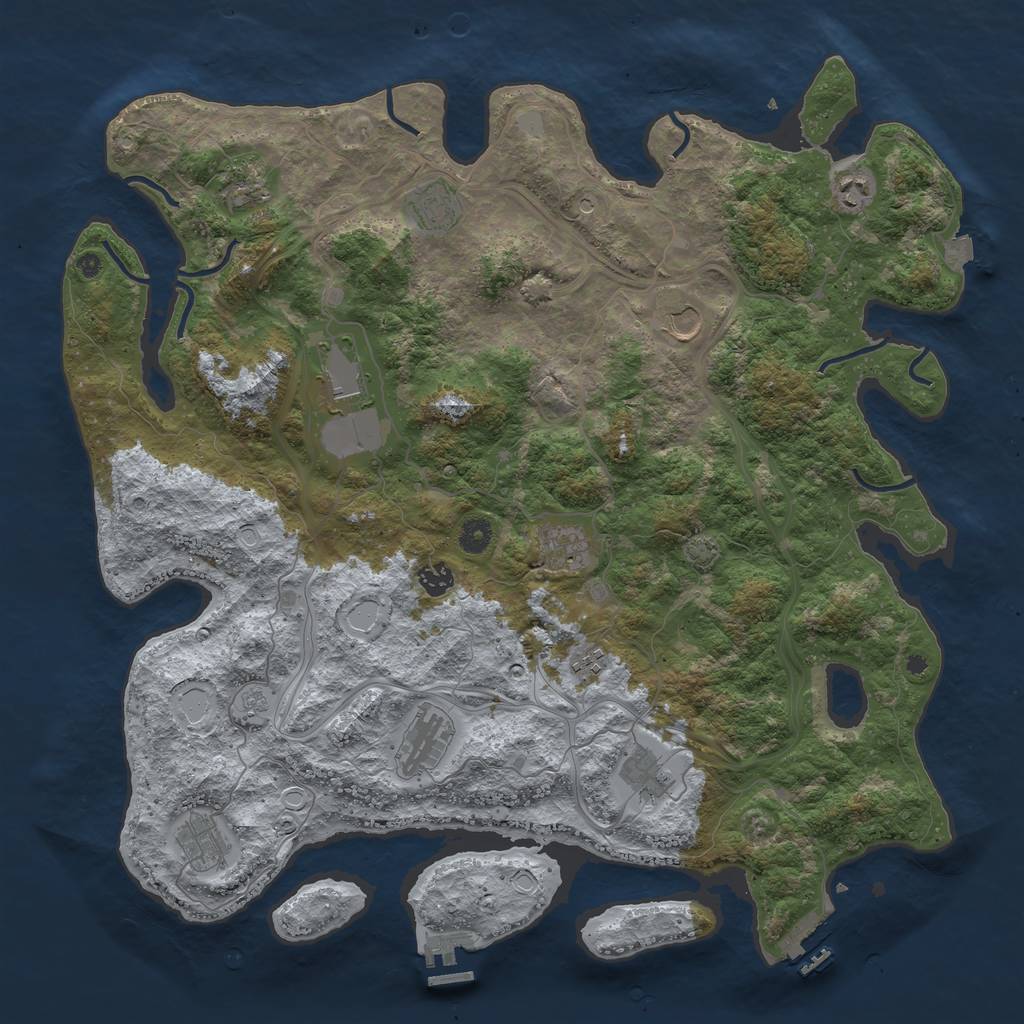 Rust Map: Procedural Map, Size: 4500, Seed: 180532209, 19 Monuments