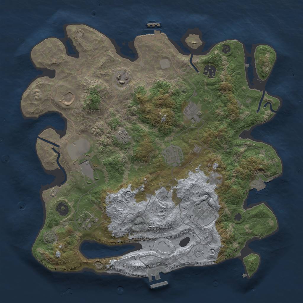 Rust Map: Procedural Map, Size: 3500, Seed: 19997534, 17 Monuments