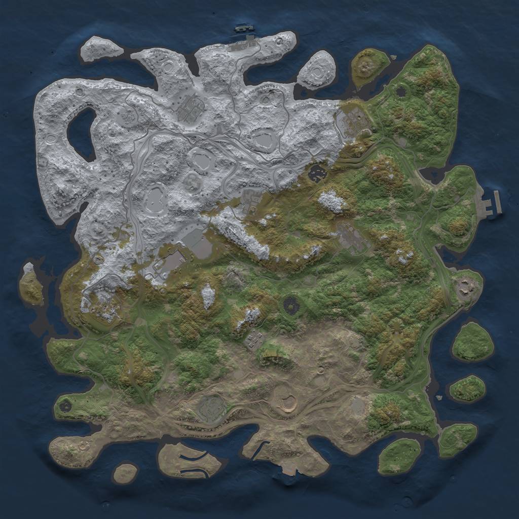 Rust Map: Procedural Map, Size: 4500, Seed: 1316779664, 19 Monuments