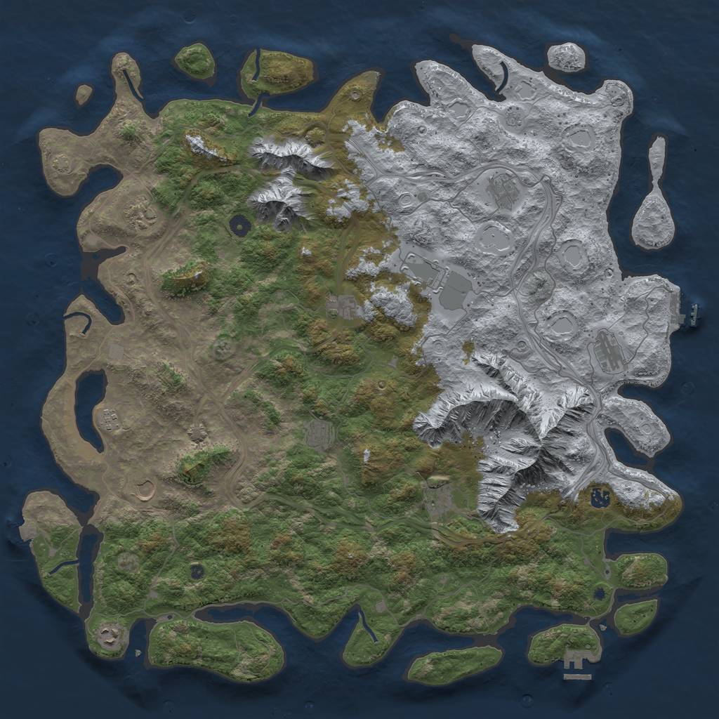 Rust Map: Procedural Map, Size: 5250, Seed: 45278563, 19 Monuments