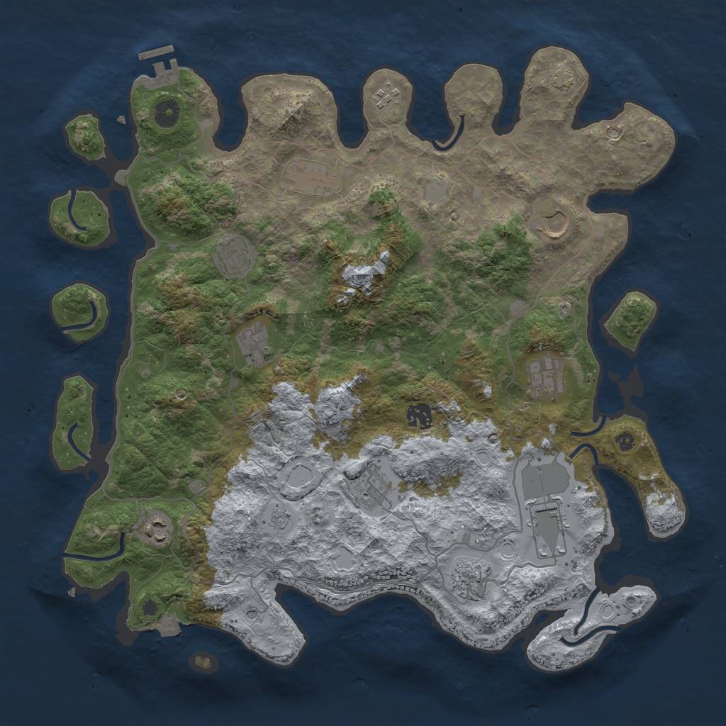 Rust Map: Procedural Map, Size: 4089, Seed: 2128222058, 18 Monuments