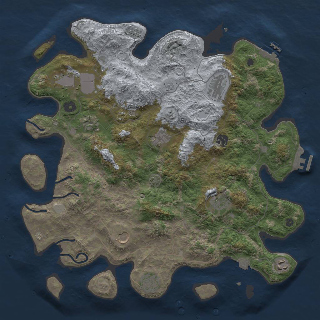 Rust Map: Procedural Map, Size: 4000, Seed: 1343955808, 18 Monuments