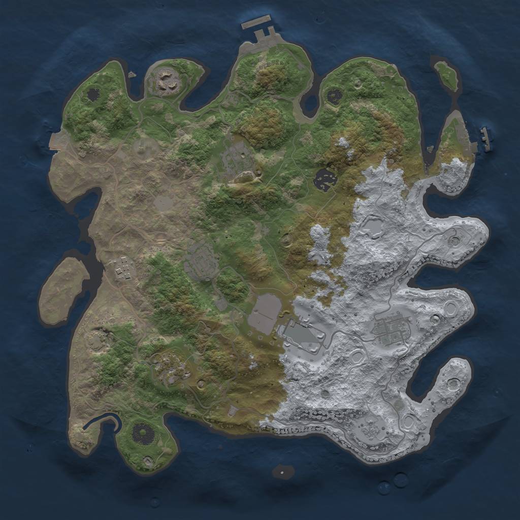 Rust Map: Procedural Map, Size: 3500, Seed: 594214972, 16 Monuments