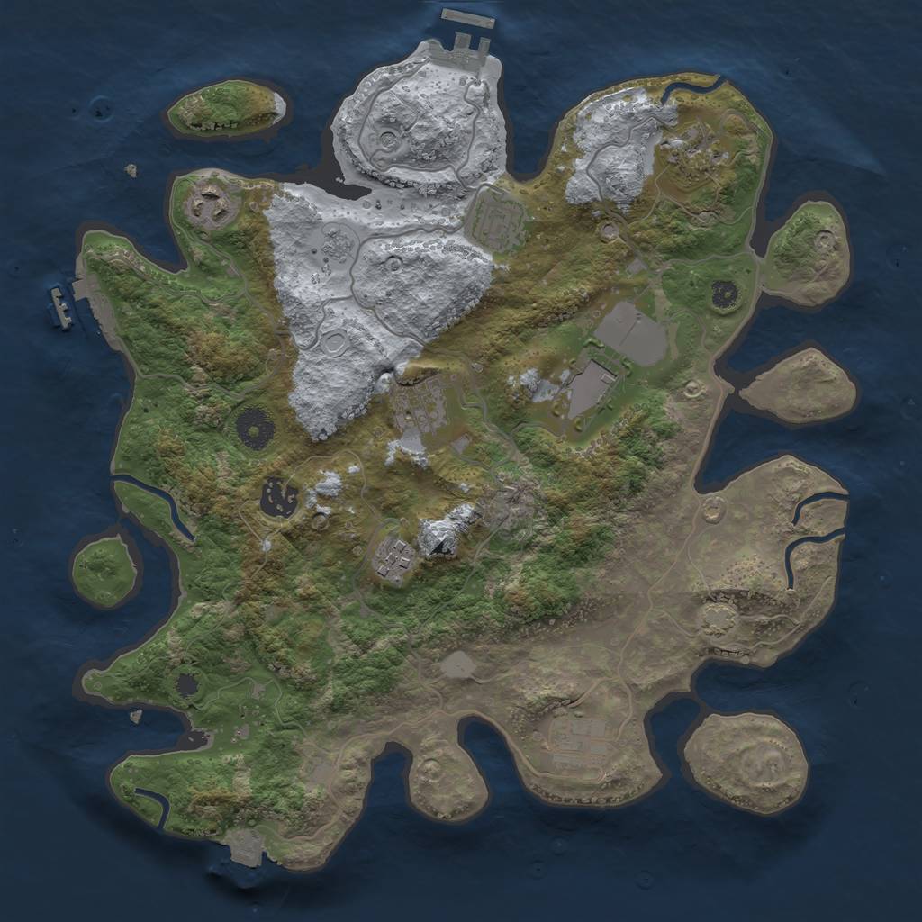 Rust Map: Procedural Map, Size: 3500, Seed: 278190053, 16 Monuments