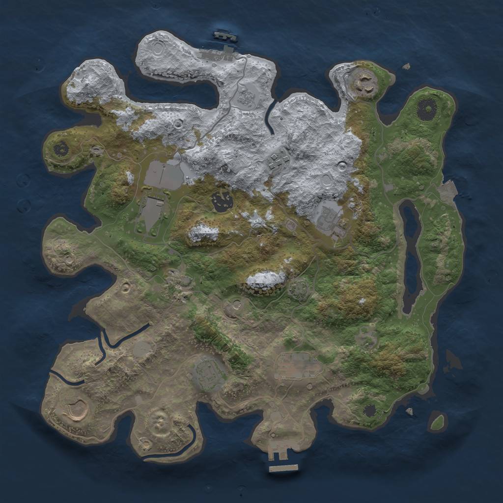 Rust Map: Procedural Map, Size: 3500, Seed: 1233418851, 17 Monuments