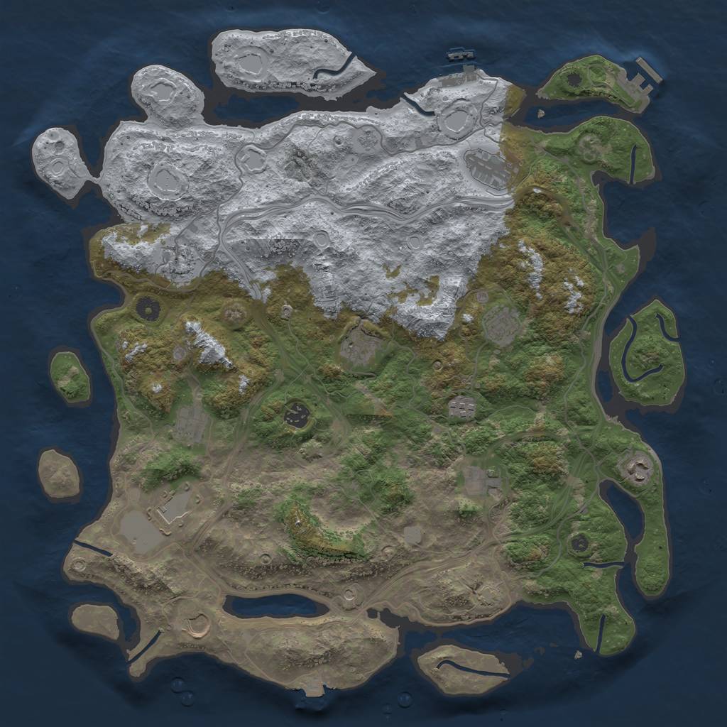 Rust Map: Procedural Map, Size: 4500, Seed: 1304968493, 19 Monuments