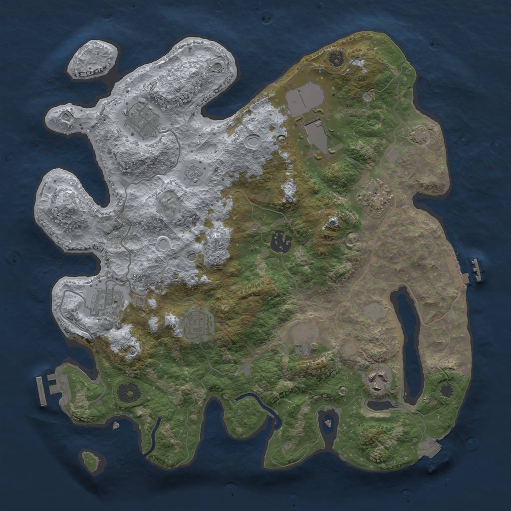 Rust Map: Procedural Map, Size: 3500, Seed: 1041763839, 16 Monuments