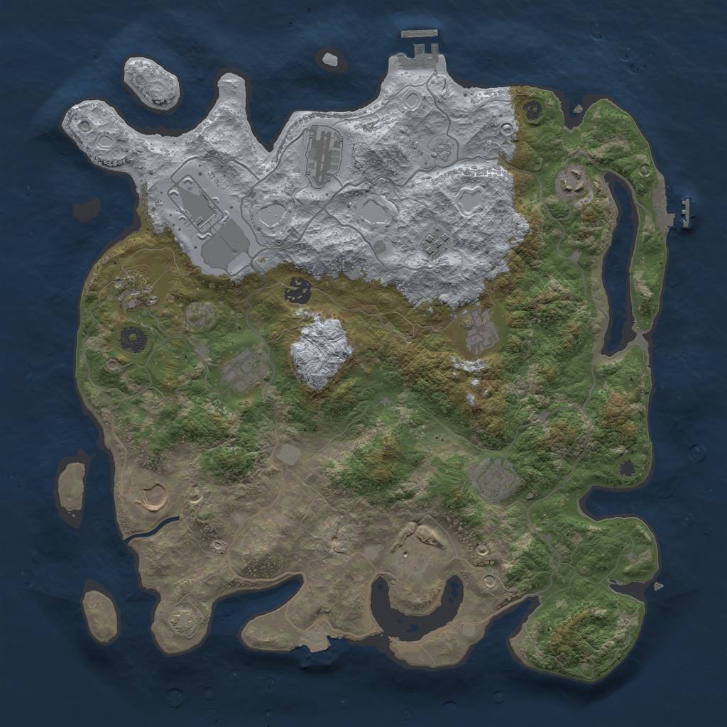 Rust Map: Procedural Map, Size: 4000, Seed: 1941844266, 19 Monuments