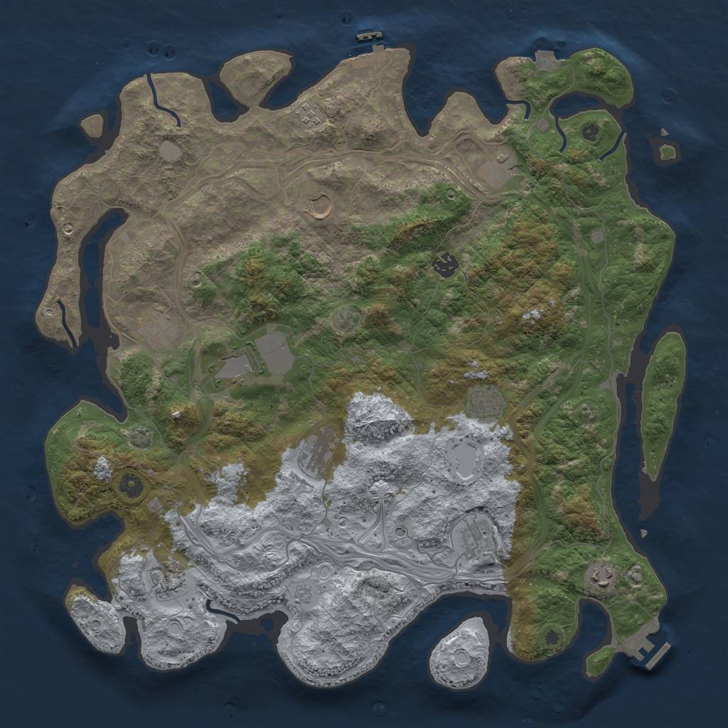 Rust Map: Procedural Map, Size: 4500, Seed: 630552378, 19 Monuments