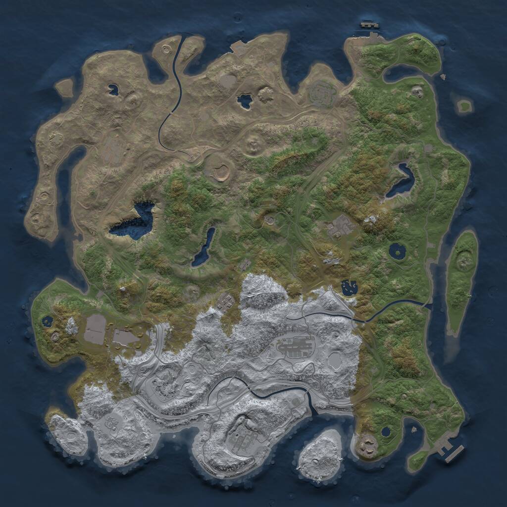 Rust Map: Procedural Map, Size: 4500, Seed: 630552378, 17 Monuments