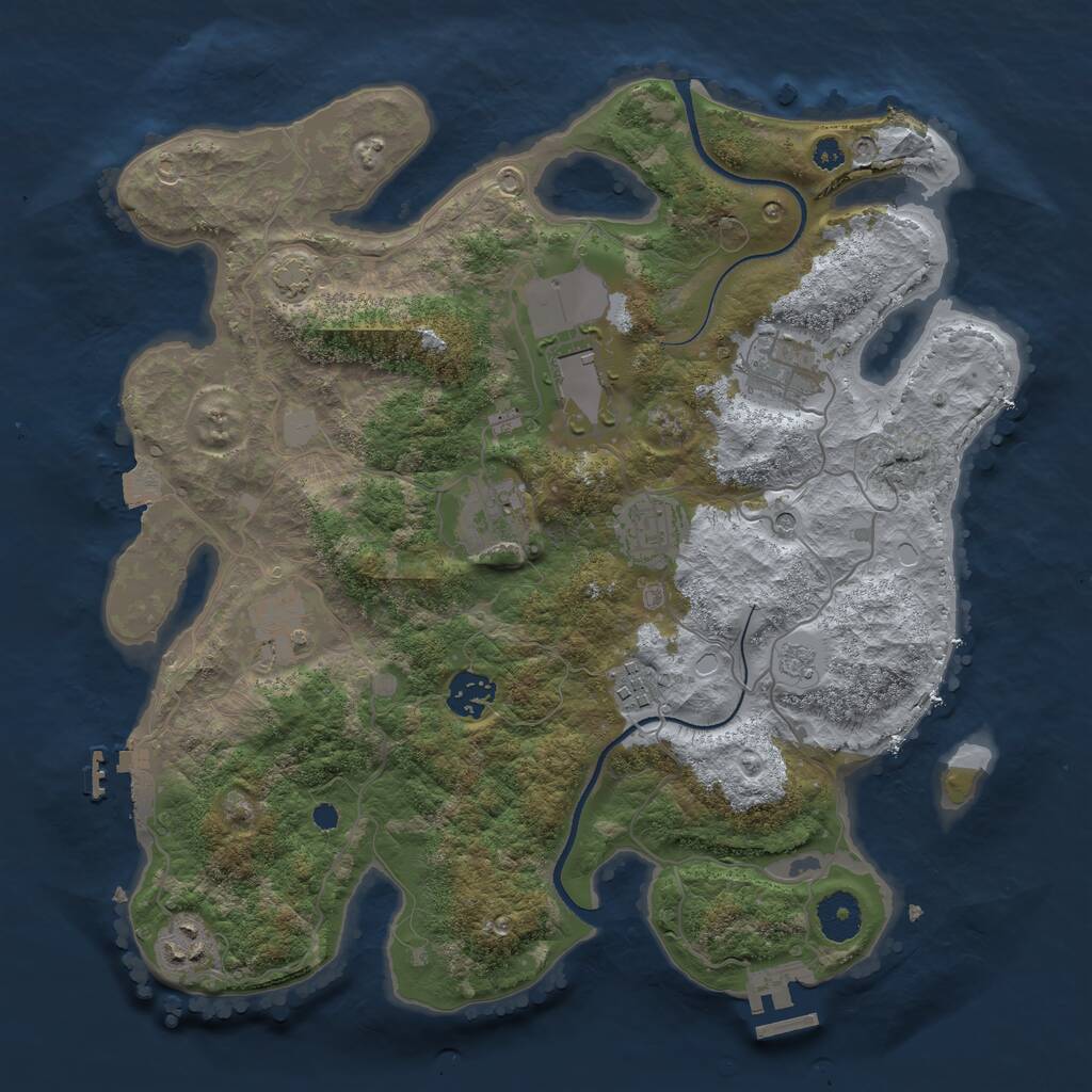 Rust Map: Procedural Map, Size: 3500, Seed: 1021064740, 14 Monuments