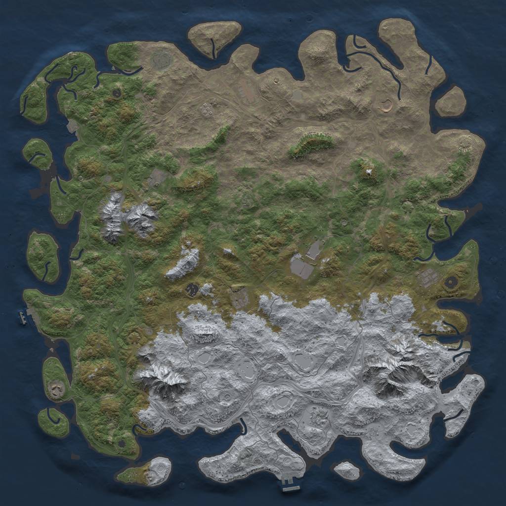 Rust Map: Procedural Map, Size: 6000, Seed: 51445494, 19 Monuments