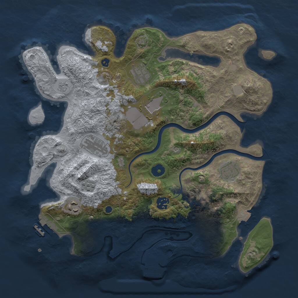 Rust Map: Procedural Map, Size: 3500, Seed: 1207750470, 13 Monuments
