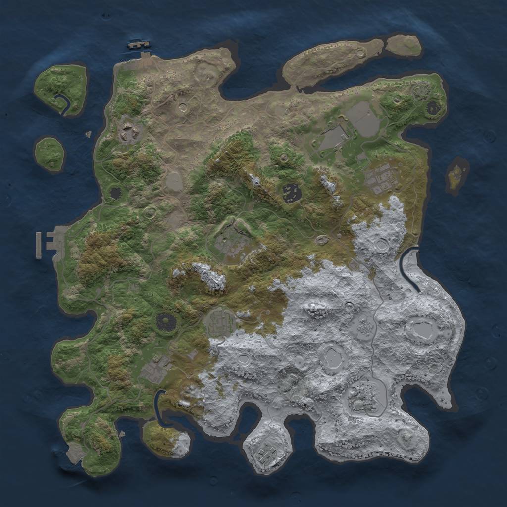 Rust Map: Procedural Map, Size: 3800, Seed: 1843024140, 17 Monuments