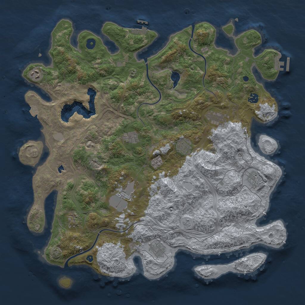 Rust Map: Procedural Map, Size: 4450, Seed: 4072024, 16 Monuments