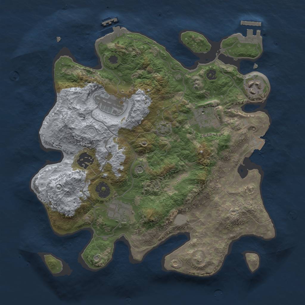 Rust Map: Procedural Map, Size: 3000, Seed: 1407227505, 12 Monuments