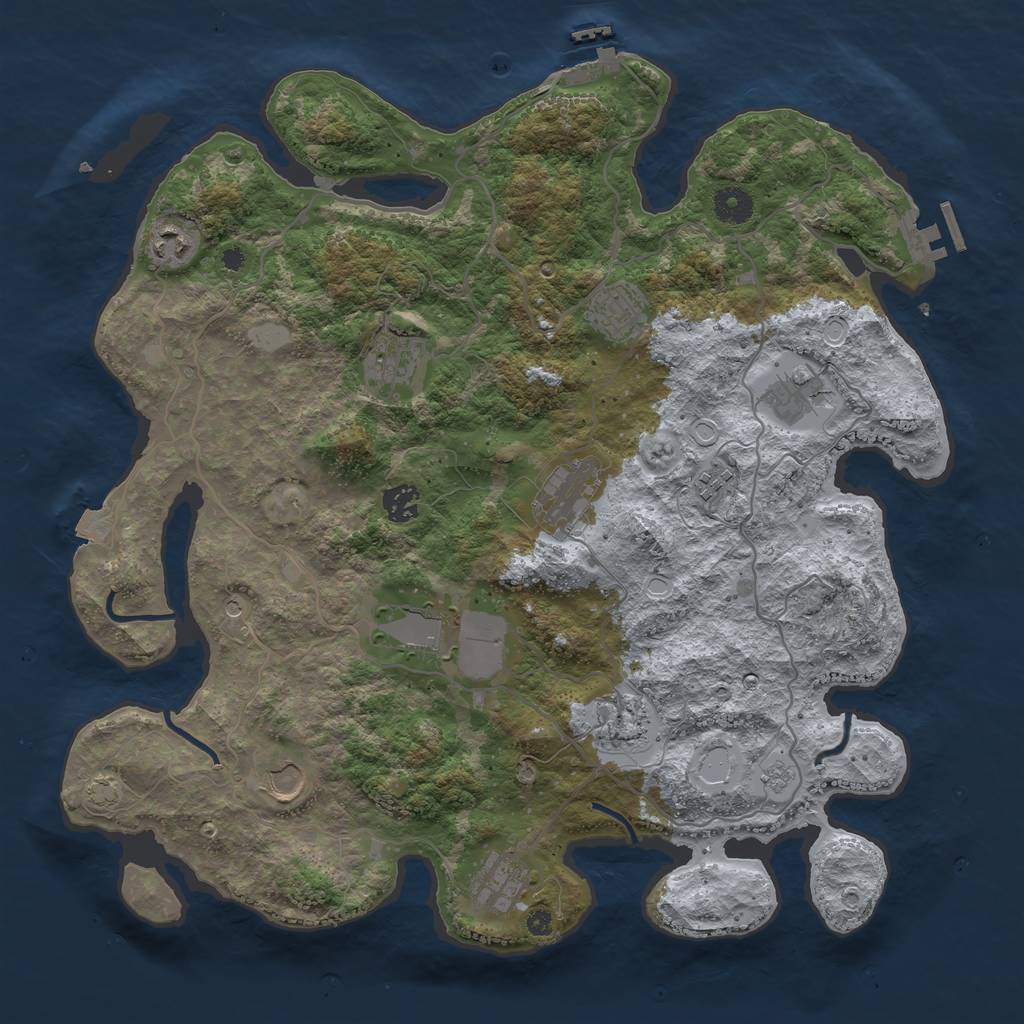 Rust Map: Procedural Map, Size: 4000, Seed: 69443482, 19 Monuments