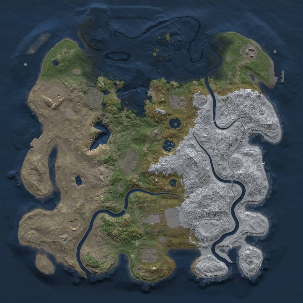 Rust Map: Procedural Map, Size: 4000, Seed: 69443482, 16 Monuments