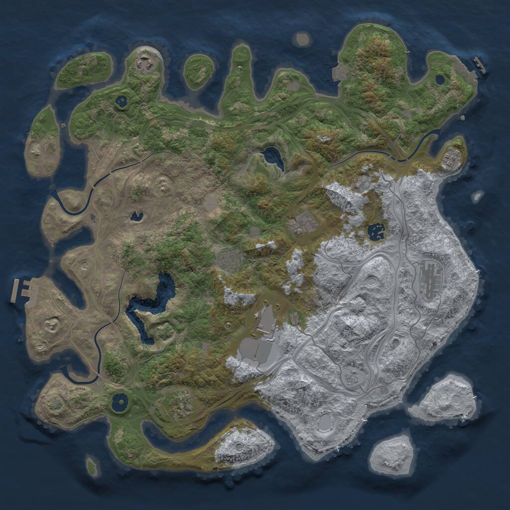 Rust Map: Procedural Map, Size: 4300, Seed: 213545, 14 Monuments
