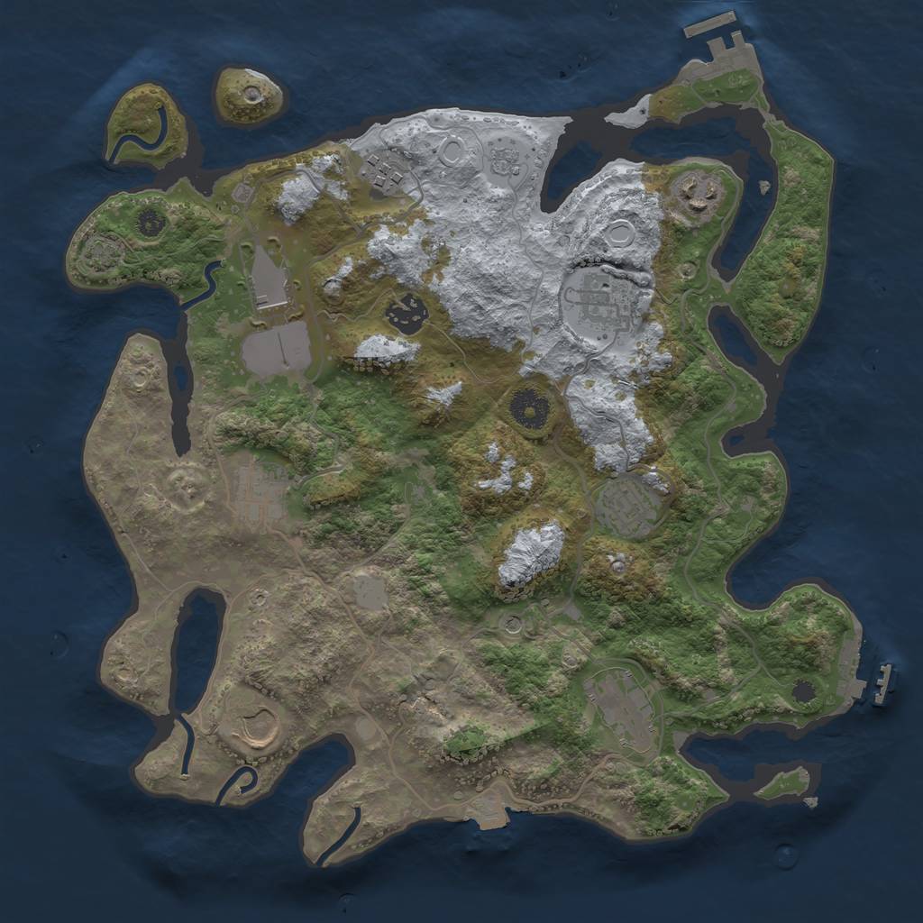 Rust Map: Procedural Map, Size: 3500, Seed: 1832705455, 17 Monuments