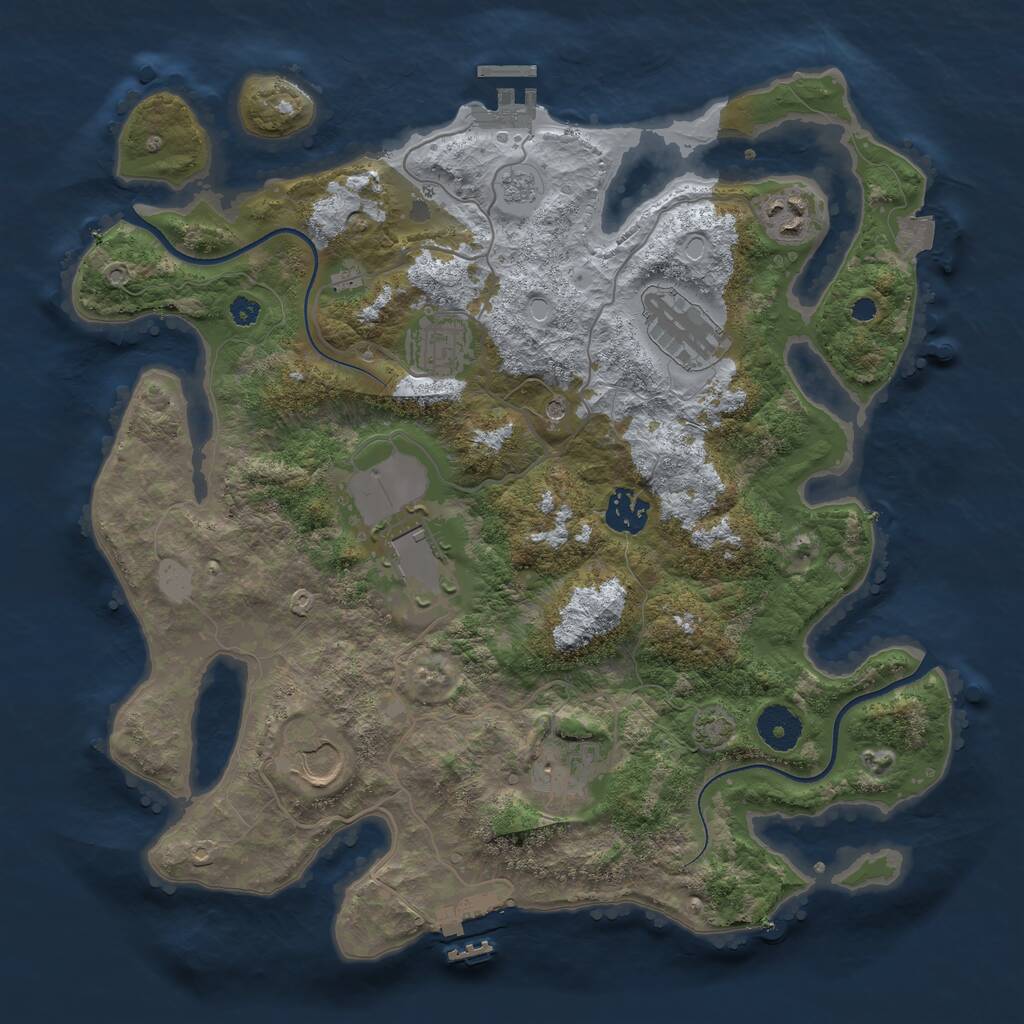 Rust Map: Procedural Map, Size: 3500, Seed: 1832705455, 13 Monuments