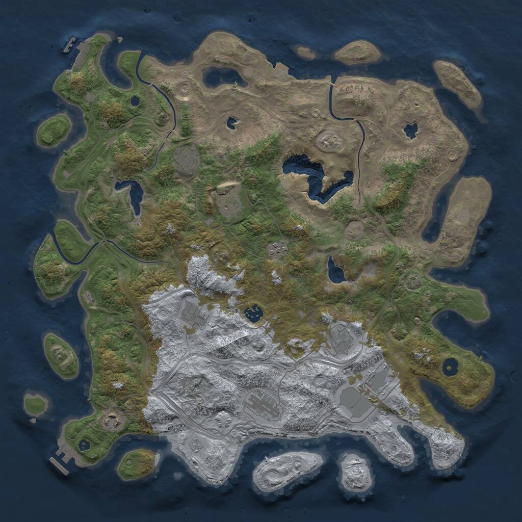 Rust Map: Procedural Map, Size: 4500, Seed: 1420718649, 15 Monuments