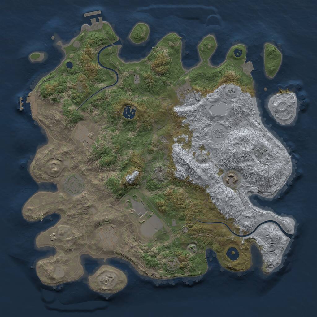 Rust Map: Procedural Map, Size: 3750, Seed: 683499788, 14 Monuments
