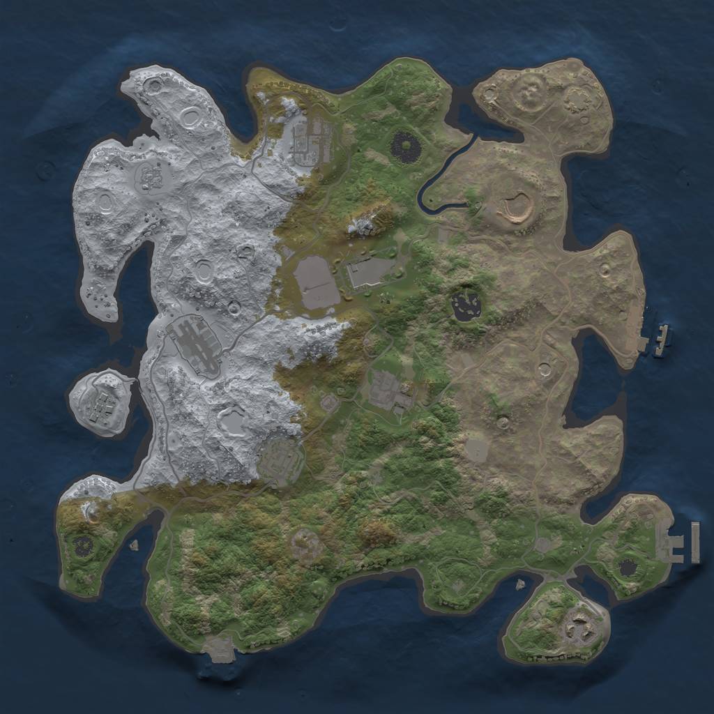 Rust Map: Procedural Map, Size: 3500, Seed: 53222, 17 Monuments