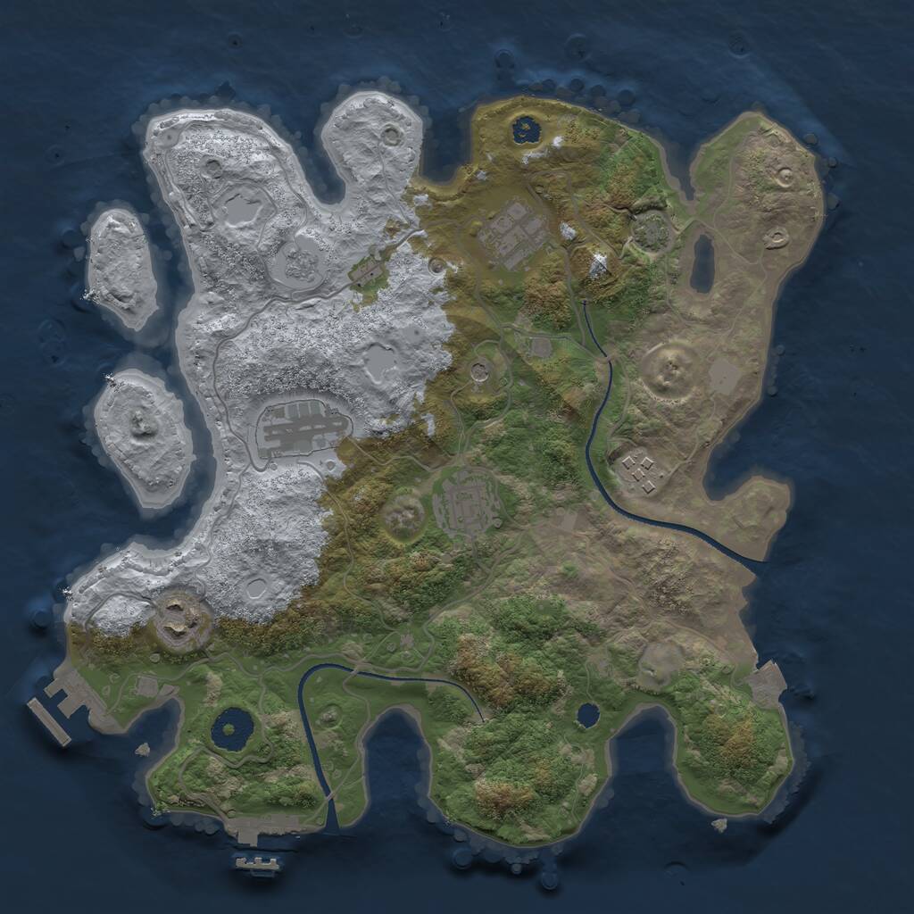 Rust Map: Procedural Map, Size: 3250, Seed: 1702702457, 11 Monuments