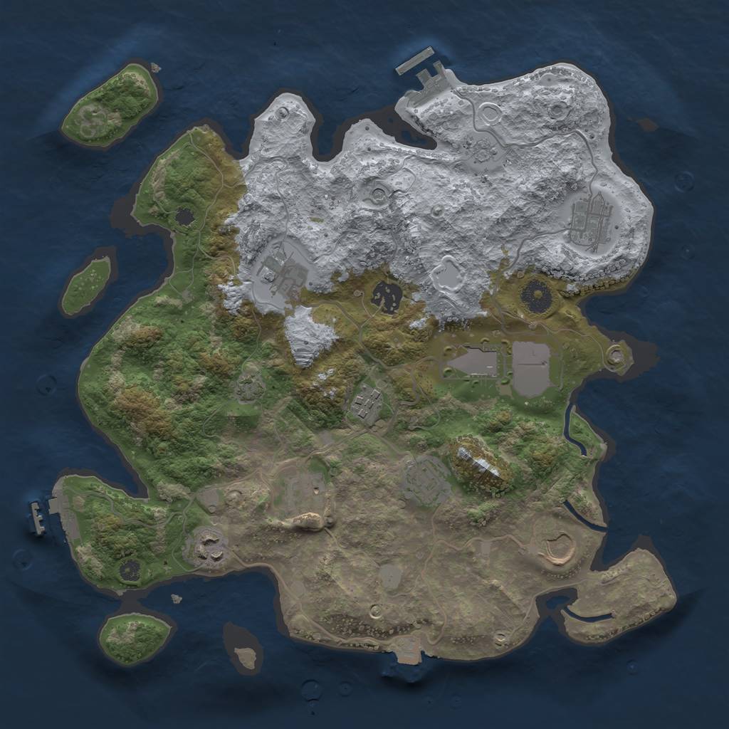 Rust Map: Procedural Map, Size: 3500, Seed: 307433672, 17 Monuments