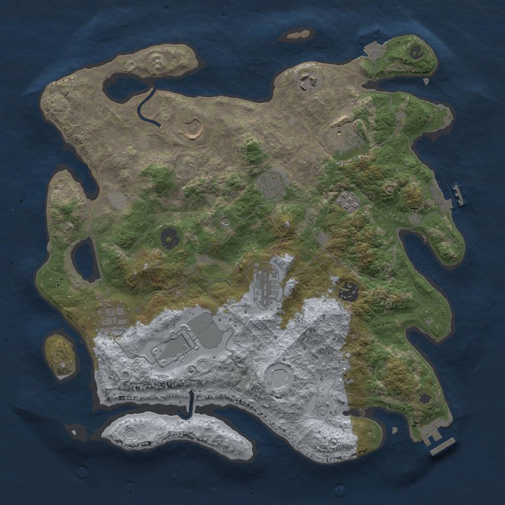 Rust Map: Procedural Map, Size: 3750, Seed: 720241, 17 Monuments