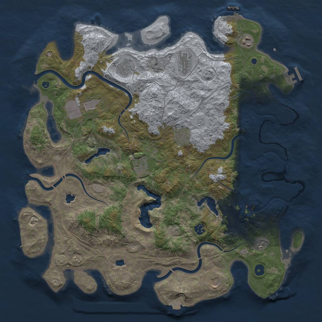 Rust Map: Procedural Map, Size: 4500, Seed: 1095876521, 15 Monuments